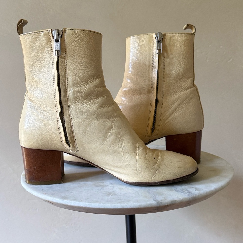 Isabel Marant Cream Leather Ankle Booties - Picture 2 of 5